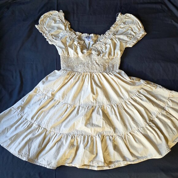 Princess Polly Dresses & Skirts - Princess Polly Daniela Mini Dress Beige Cream Size 4 100% Cotton PRE-OWNED